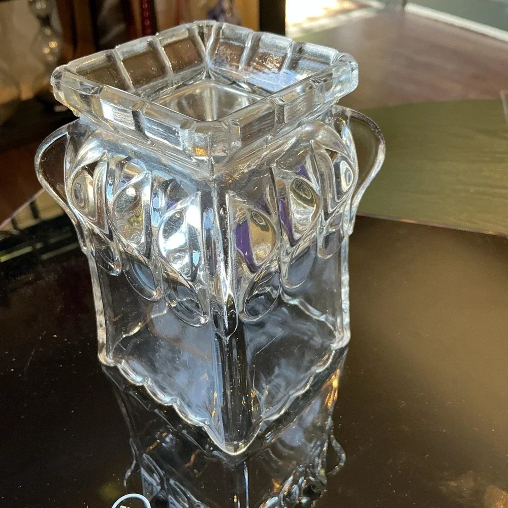 Adams Crystal Wedding Spooner And‎ Creamer EAPG Clear Glass 1890 Antique